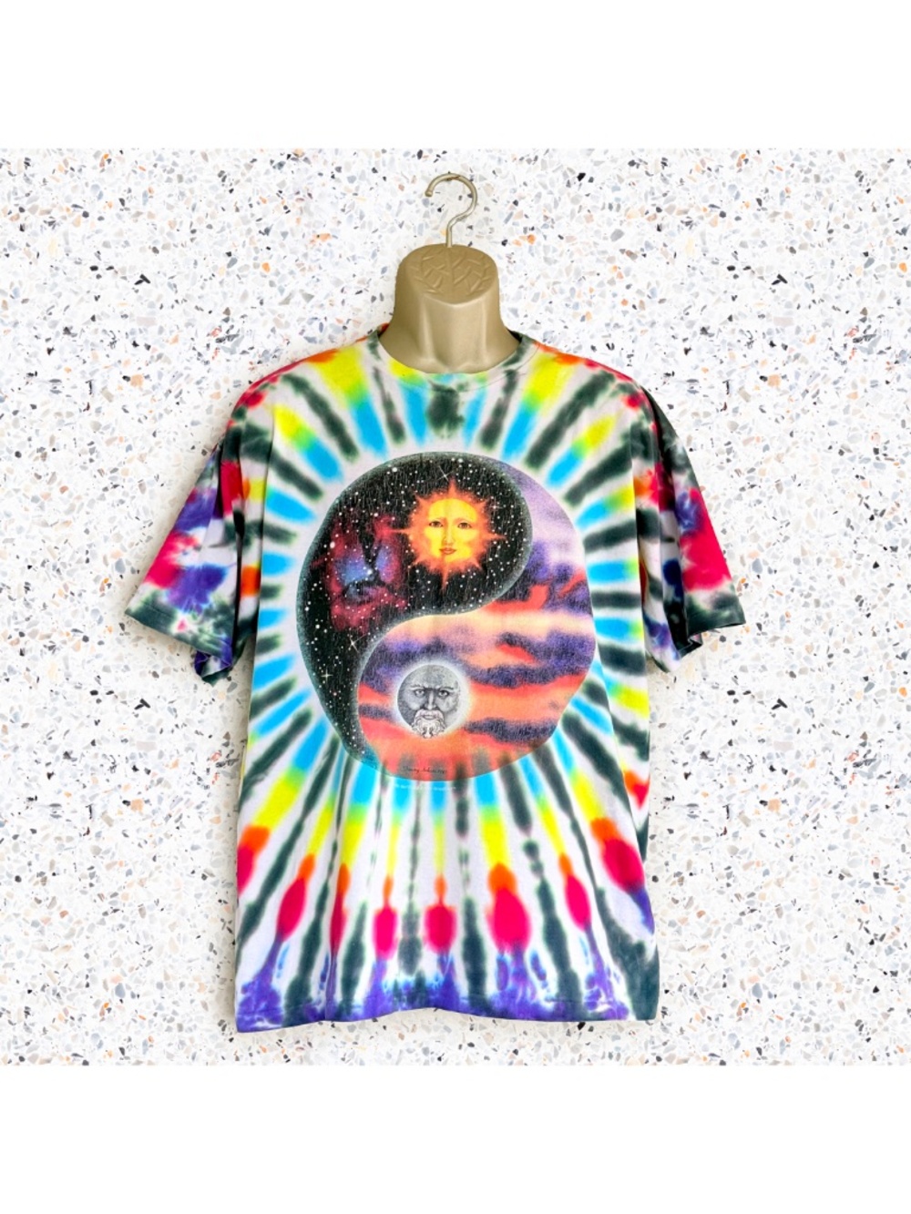 VTG 1995 Grateful Dead Sun Moon Tie Dye XL Single Stitch Double Sided NFA Tee